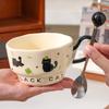 Creative Little Black Cat Ceramic Cup with Spoon for Home Use Large Capacity Office Couple Cup High Value Souvenir Gift Mug