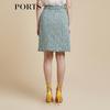 PORTS Women's Fringed Tweed Half Skirt