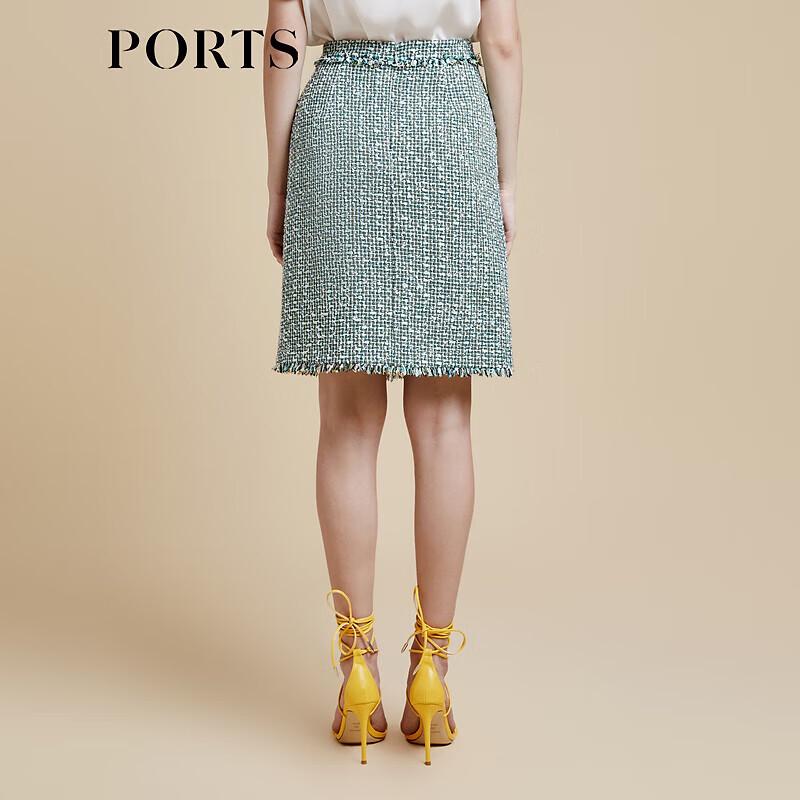 PORTS Women's Fringed Tweed Half Skirt
