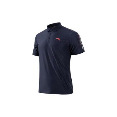 Training Series Letter Print Breathable Short Sleeve Polo Shirt Men Tops Midnight-Blue 152337143-3