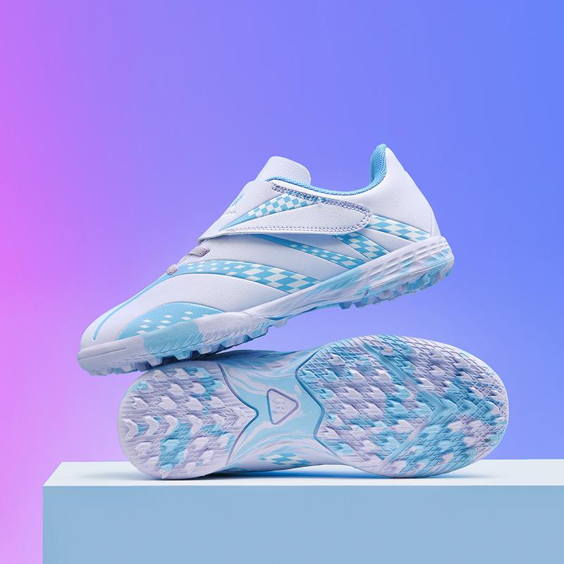 New Velcro + Lace-Up Children's Football Shoes Broken Nails Male and Female Students Primary School Students Competition Training Sports