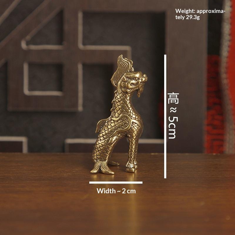 Brass Small Statue Desktop Ornament Chinese Mythical Beast Figurines Retro Home Feng Shui Decorations Crafts