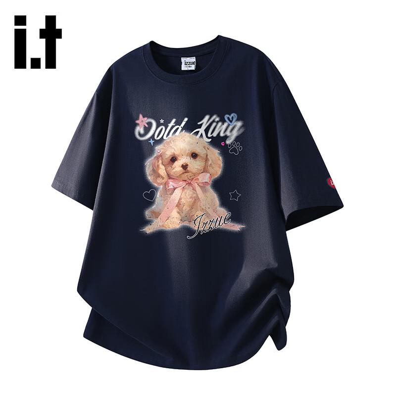 Izzueit Women s Cute Dog Print Loose Cotton T-Shirt 3XL