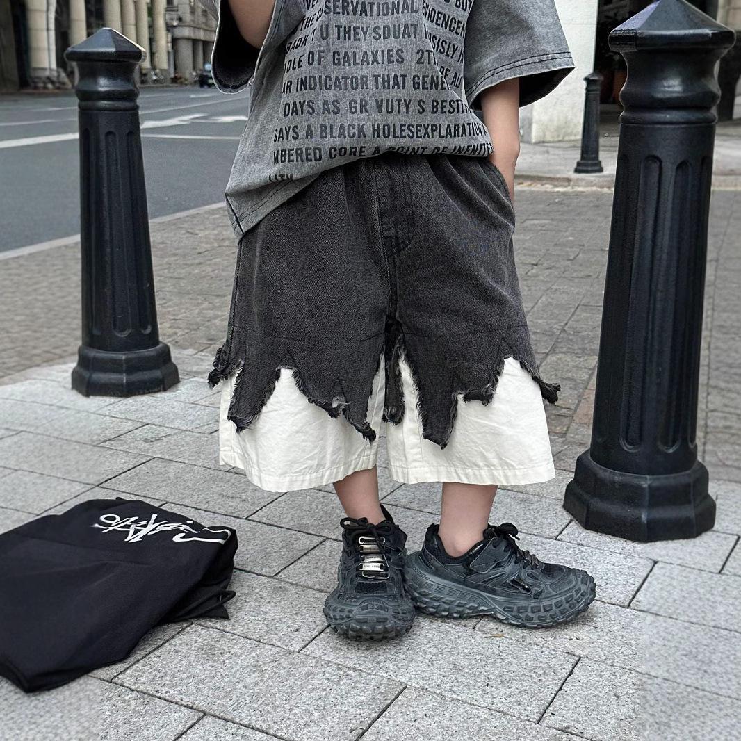 

Детские летние джинсовые шорты - Свободный крой, Корейский стиль для мальчиков и девочек 150 cm чёрный