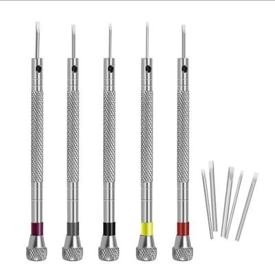 5pcs Steel Screwdriver 0.8-1.6mm Watch Repair Tool Band Removal with Mini Link Pins for Watchmaker Tools Portable Watches Tools