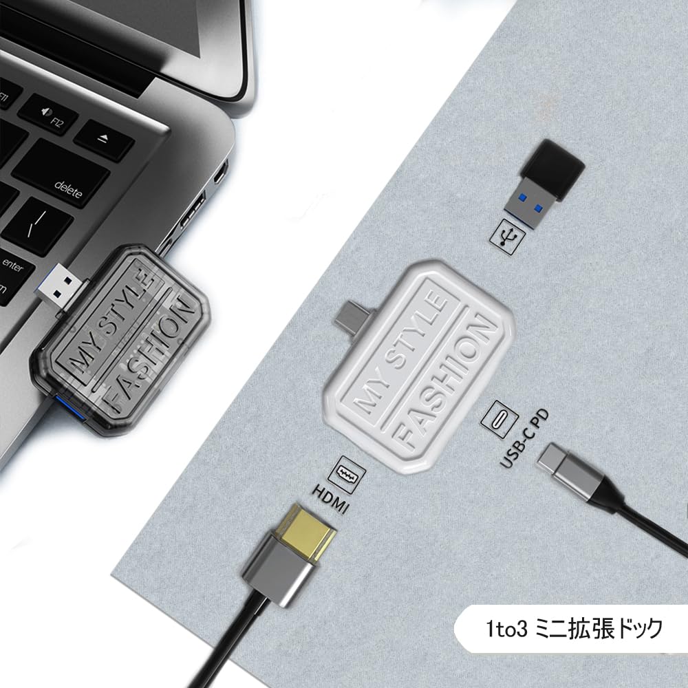 EGRET USB HDMI Connector for Smartphones and Mini Docking Expansion 60WPD USB Video Lightweight EH23-3C 1-to-3 USB-C Hub, Adapter, Tablets, USB-C