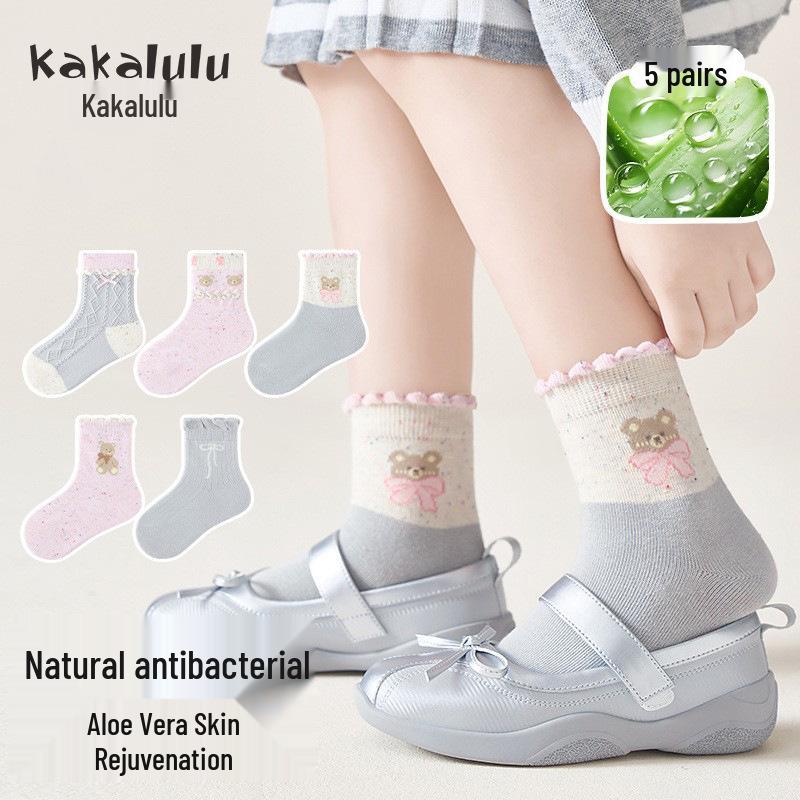 

**Little Aloe Comfort Socks – Boneless Lace Cotton Socks for Baby Girls (Spring/Autumn)** 3-5 Years, Foot Length 14-16CM, Shoe Size 20-24