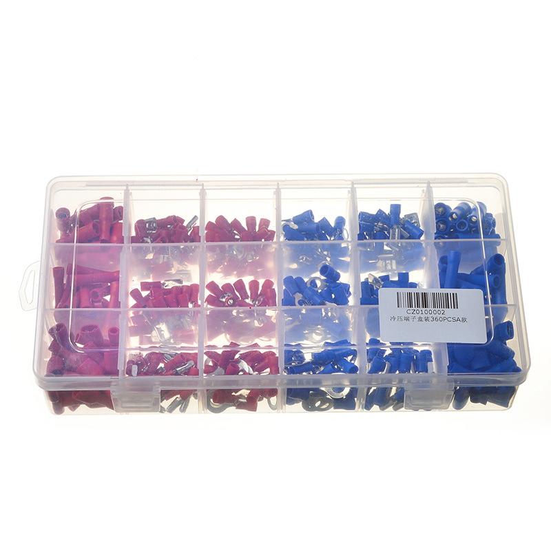 360Pcs/Box Red & Blue Pre-insulated Spade Crimp Terminals, Bullet Quick Connect Wire Connectors