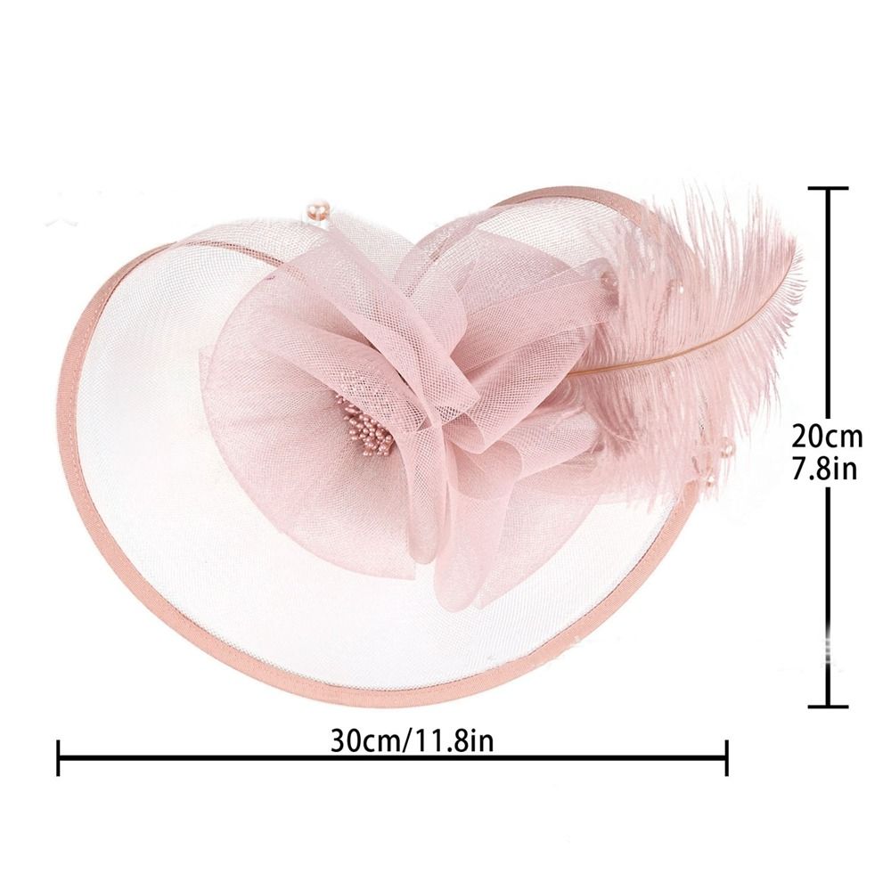 Fashion Exquisite Mesh Feather Headband Pearl Sweet Bride Headdress Hair Hoop Hair Band 1920s Hair Accessories Photography