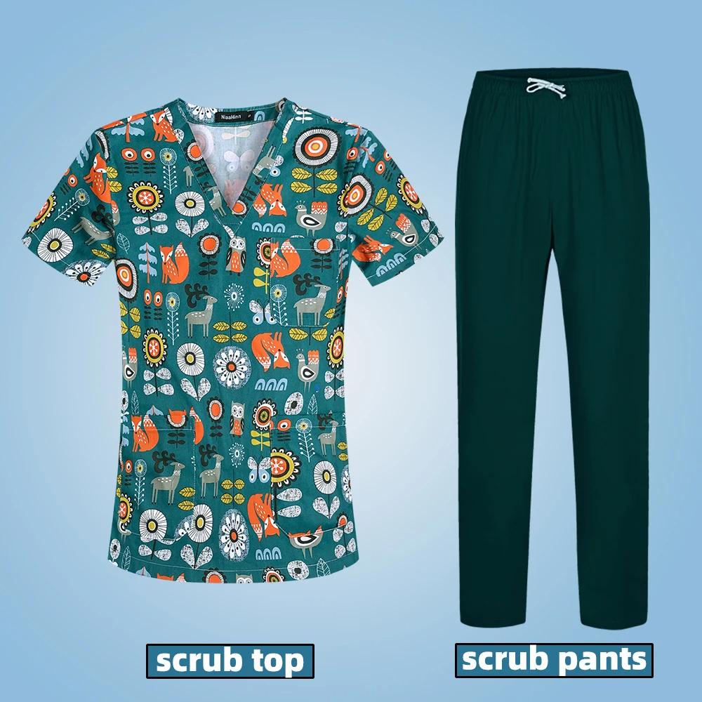 Bluze Medicale cu Imprimeu Animalier pentru Chirurgie, Îngrijire, Salon de Frumusețe, Haine de Lucru, Uniforme pentru Controlul Sănătății Veterinare a Animalelor de Companie