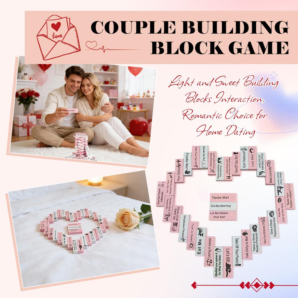 48-teiliges Dating-Nachtspiel, Tumbling Tower-Spiel, Stapelturm-Spiele aus Holz für Paare, Paaraktivitäten und Ideen für Dating-Nächte
