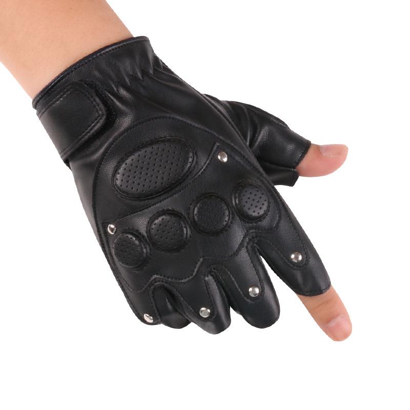 Half Finger Leather Gloves for Spring and Summer Men and Women Outdoor Cycling Fitness Shock Absorption Sports Performance PU Leather Gloves