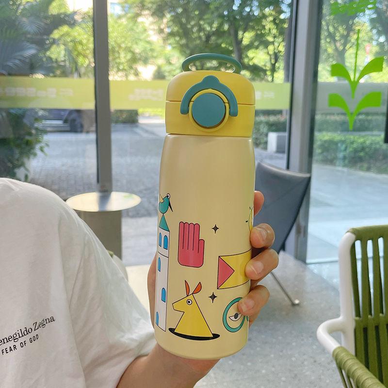 New Bounce Direct Drink Thermos Cup Cartoon Colorful Girl Good-looking Student Children Cute Portable Insulation Cup