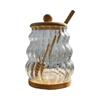 High Borosilicate Glass Jar Shatterproof Temperature Resistant Honeys Container Wood Stirring Stick and Lid for Kitchen