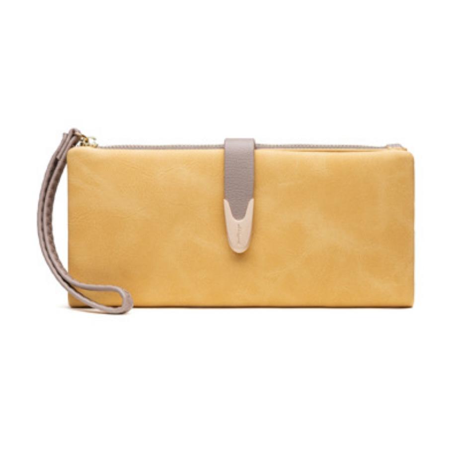 

PU Buckle Women s Long Wallet Simple Large Capacity Women s Handbag жовтий
