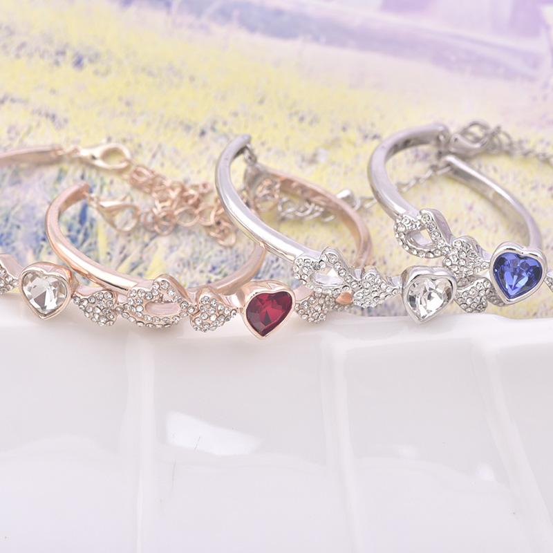 Damer Elegant Krystall Kjærlighet Hjerte Armbånd