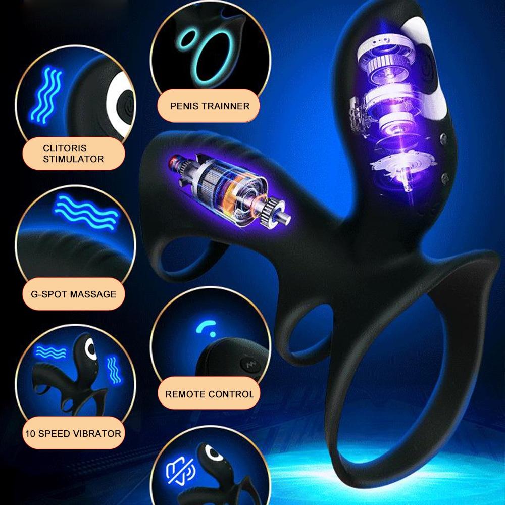 Vibrating Penis Ring Couple Vibrator Clitoris Stimulation Sex Toys for Men 10 Modes G-spot Massage Adult Products Remote Control