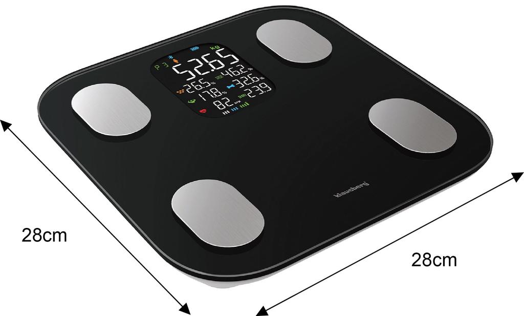 Waga łazienkowa z pomiarem tkanki tłuszczowej i składu ciała, Smart, BT,  KLAUSBERG KB-7854 czarna