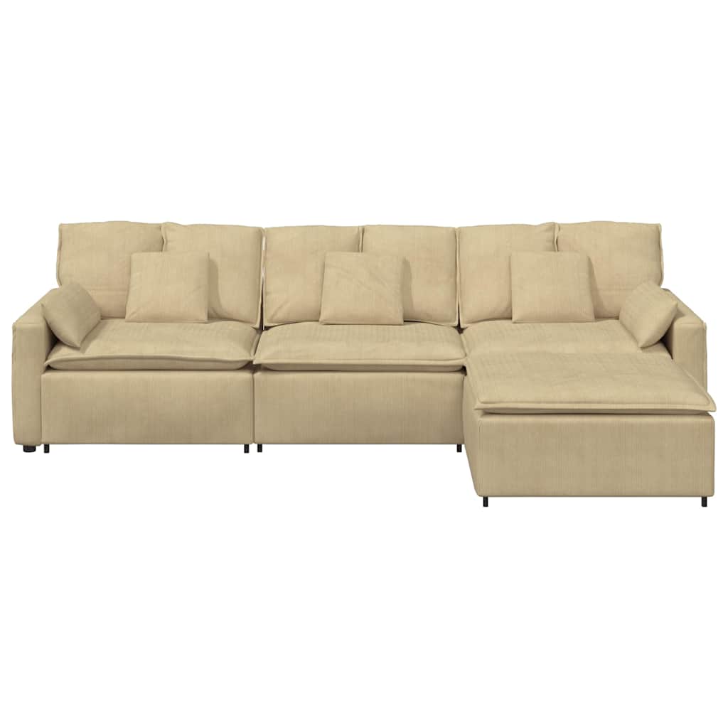Modular Sofa with Footstool and Cushions Grey Green