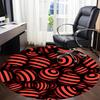 1pc Red Black Striped Balls Carpet, Round Non Slip Durable Large Size Office Carpet, Suitable for Office