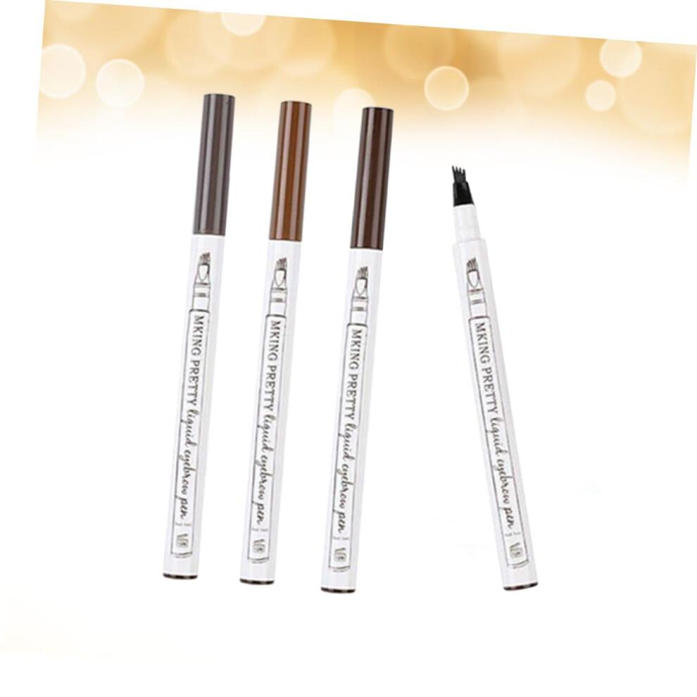 Microblading Eyebrow Pencil Set 4 Tip Waterproof Long Lasting 3D Hair Effect Brown Chestnut