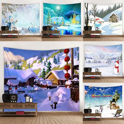 Winter Snowman Christmas Tree Cute Home Decor Tapestry Hanging Home Bedroom Living Room Dorm Wall Decor Backdrop Cloth