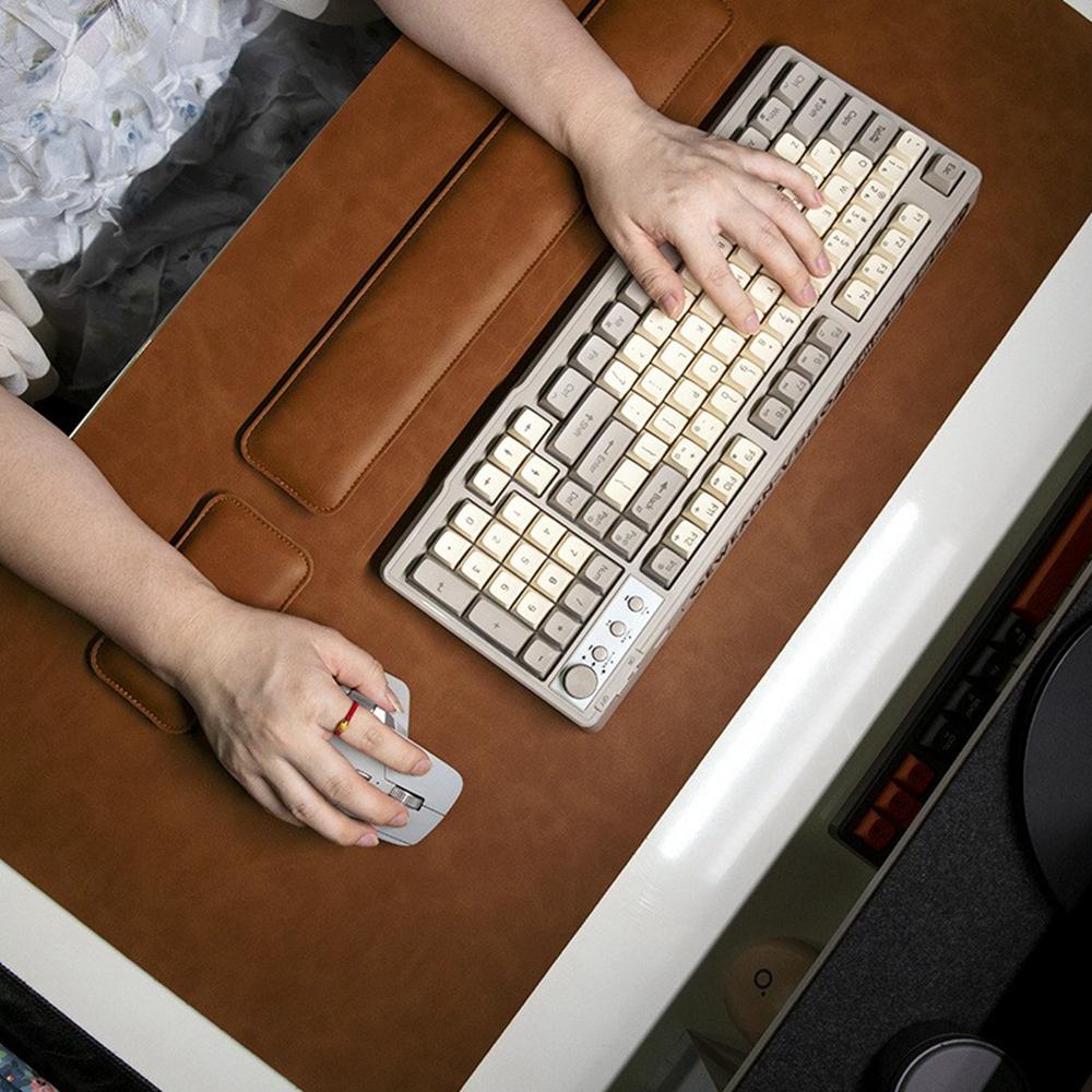 3 Stück/Set 70 x 35 cm Crazy Horse Textur Leder Mauspads Ergonomische Unterstützung Memory-Schaum Tastatur Handgelenkauflage Set