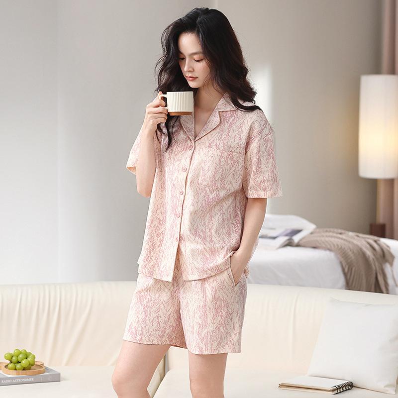 Pajamas women's summer modal cotton and silk short-sleeved shorts thin summer cold silk cool large size loungewear set