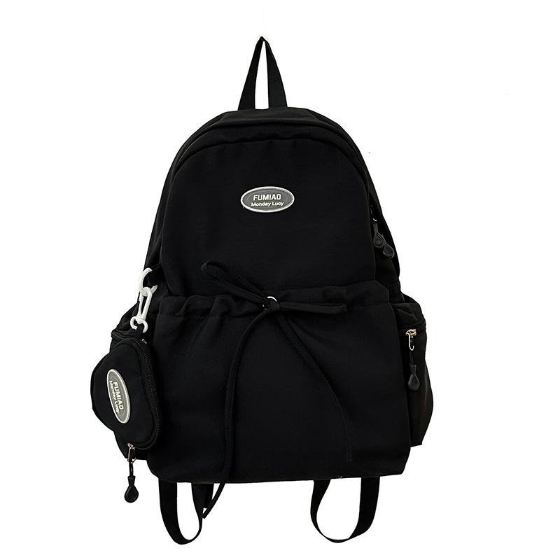 Рюкзак для девочек студенческий универсальный в стиле кампуса сумка на два плеча дорожный рюкзак прочный легкий модный чёрный 2116₽