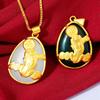 2 Styles Gold Color Classic Jade Pendant Female Retro Gold Pixiu Pendant Gold Inlaid with Jade