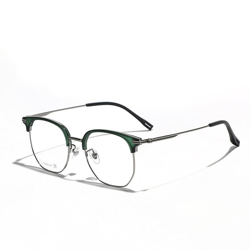 Retro Glasses Frame, Metal Titanium Eyebrow Mirror Frame, Men'S And Women'S Myopia Can Be Equipped With Flat Glasses