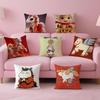 Auspicious Lucky Mascot for the Year of the Horse Cushion Cover Pillow Case Soft Skin Friendly Fabric Comfort  Concealed Zipper