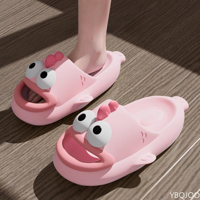 

Мода 2025 Лето новые тапочки рыба-клоун Пара забавные нескользящие тапочки Мужские женские Милые домашние тапочки Мягкая подошва удобная обувь Mujer 44-45 розовый