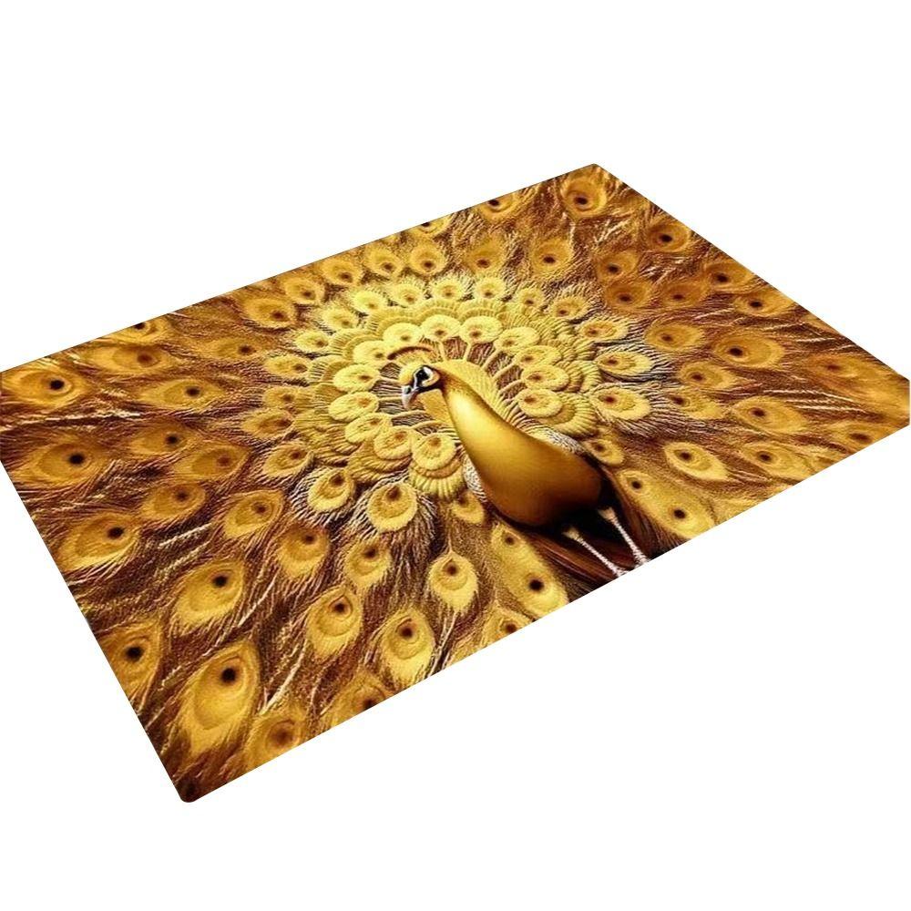 Non-slip Peacock Carpet Special-shaped Bathroom Floor Mat  for Living Room Tea Table Bedside
