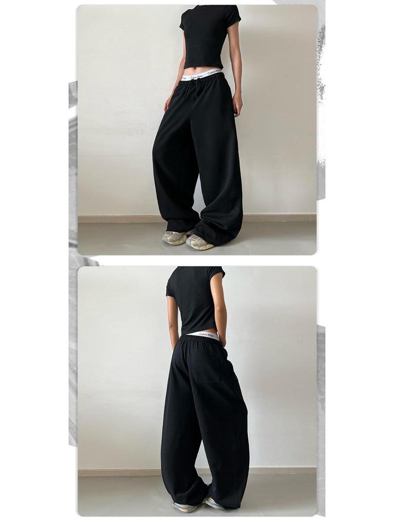 LKTM Unisex Grey Casual Wide-Leg Sweatpants