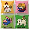 Classic Cartoon Happy Dog Cushion Cover Soft & Easy-Wash Pillow Case – Versatile for Couch, Bed, Travel and Office