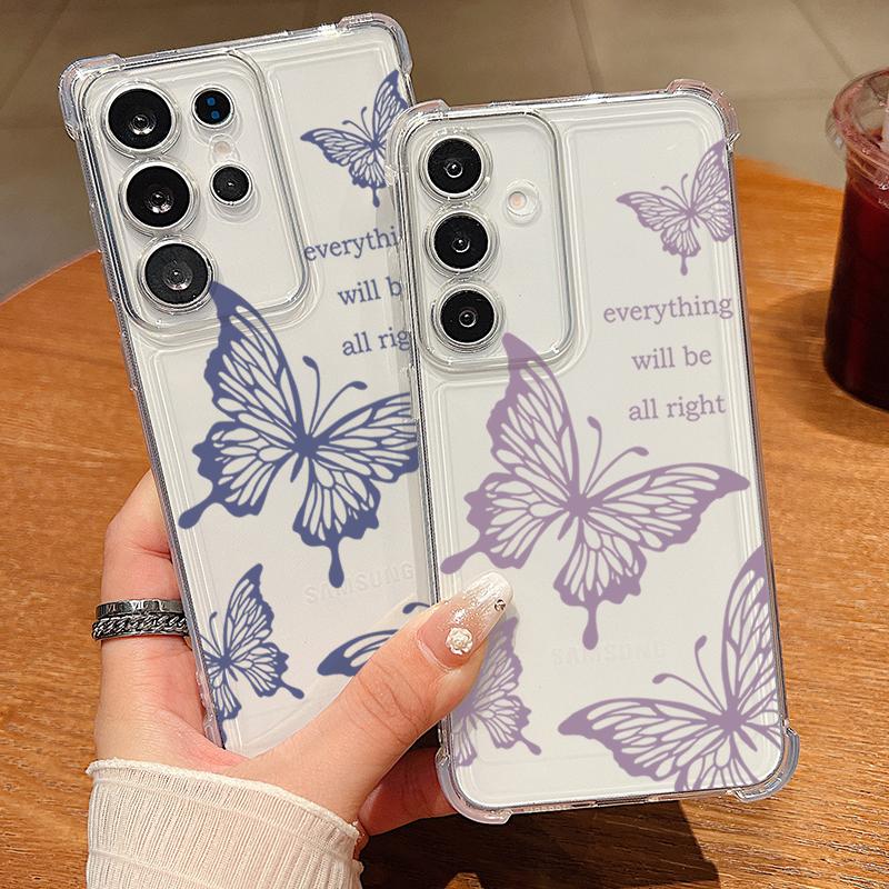 Simple Butterfly Print Phone Case For Samsung Galaxy A57 A37 A17 A56 A16 A55 A36 A26 A15 A35 A54 A53 Clear Shockproof Soft Cover