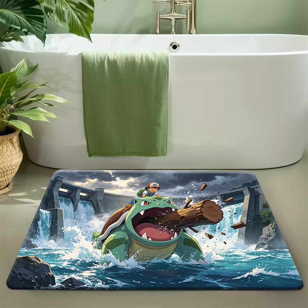 Pokemon Ash & Pikachu Electric Battle Print Non-Slip Floor Mat Doormat 40x60cm