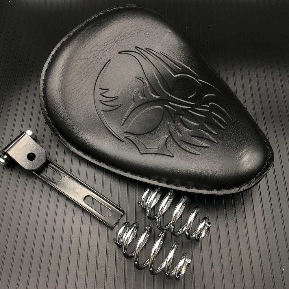 Leather Motorcycle 3" Spring Solo Bracket Seat For Harley Chopper Bobber