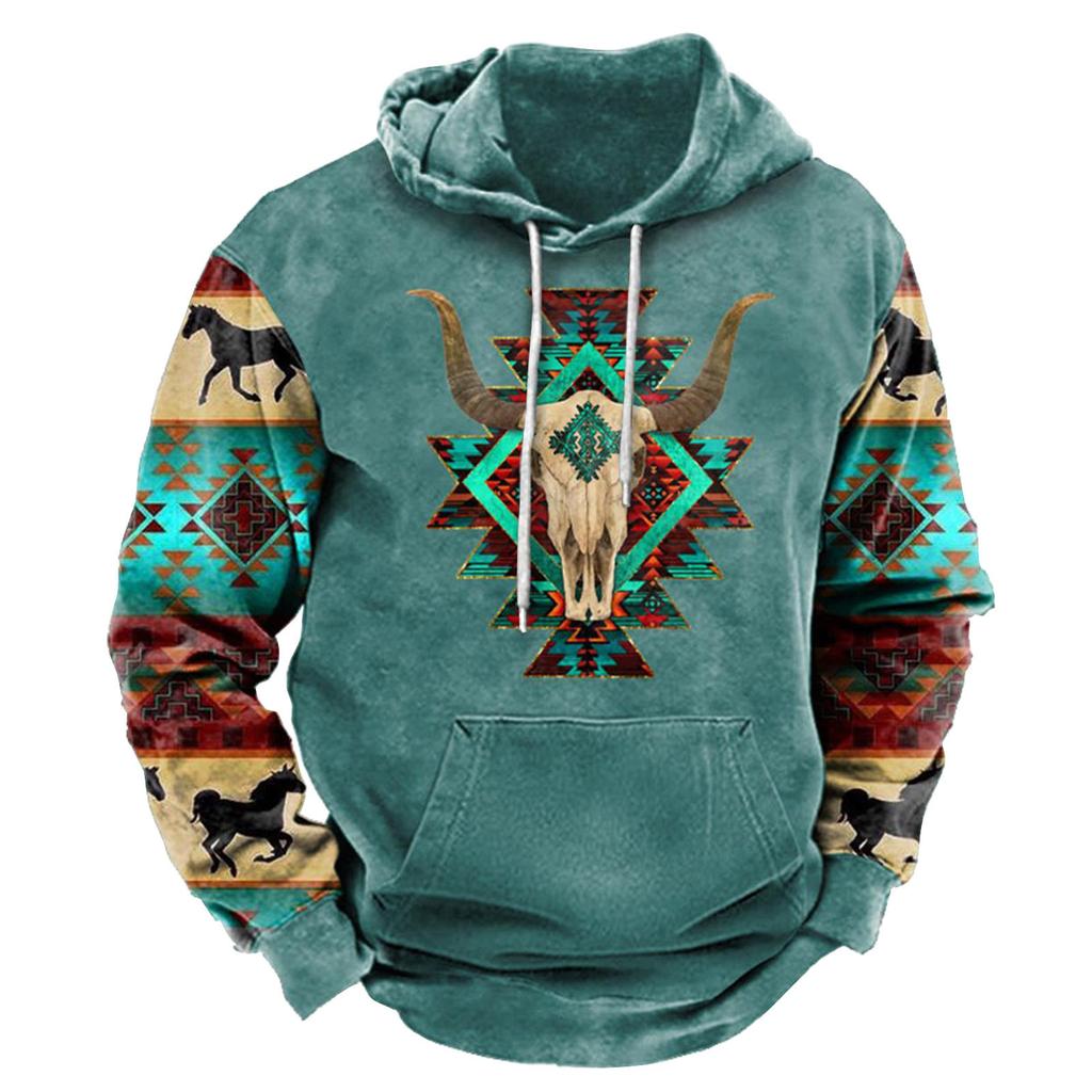 Fashion Print Loose Men's And Women's Long Sleeve Hooded Sweater