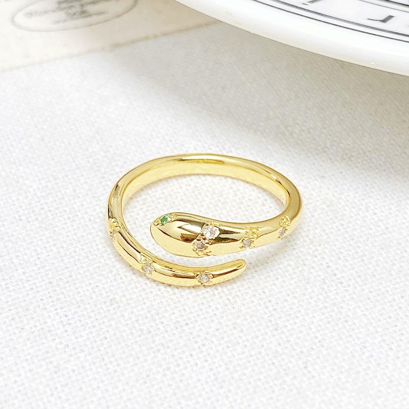 Snake-Shaped Zir*****Pen Ring, Female Niche Design, Light Luxury, High-End Ring, Exquisite Minimalist Decorative Index Finger Ring. Adjustable opening