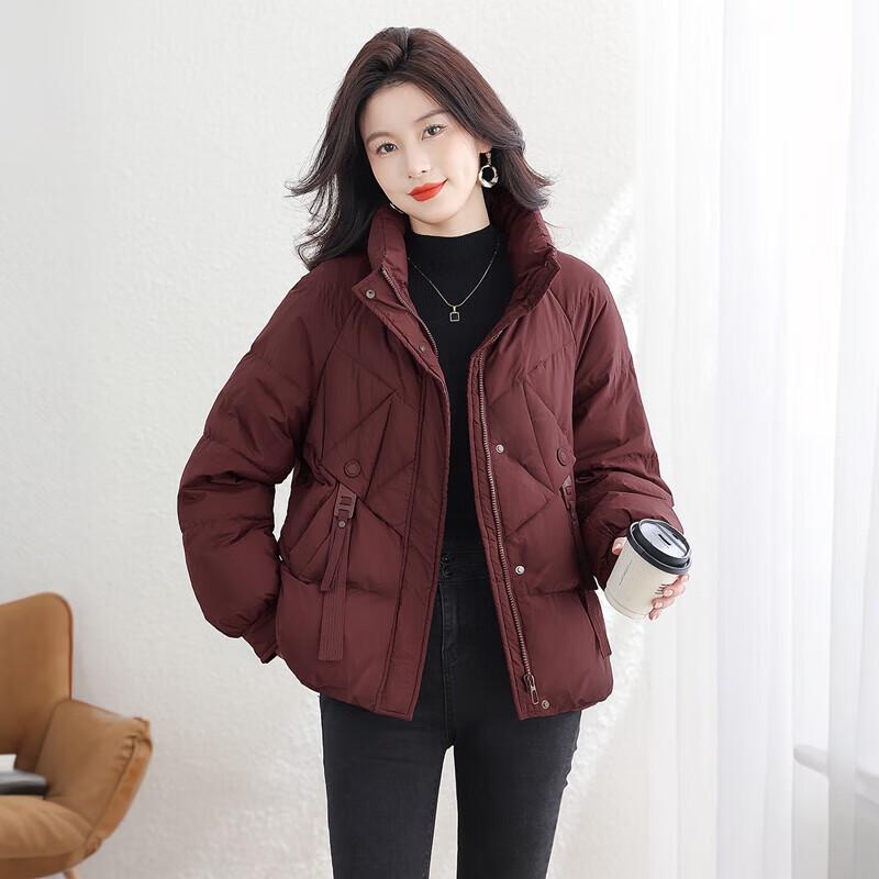 Sibaisha Women's Loose-Fit Hooded 90% Down Jacket with Ribbon Detail