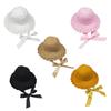 Bucket Hat Women Trendy Lightweight Outdoor Solid Color Ruffles Wide Brim Beach Vacation Bowknot Fisherman Cap Headwear