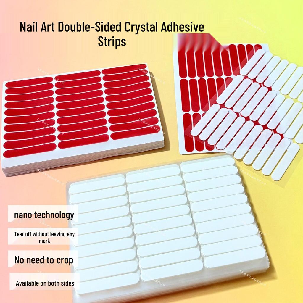 Strisce Adesive Biadesive Press-On per Nail Art - Trasparenti, Senza Taglio, con Angoli Arrotondati e Forte Adesione Acrilica.