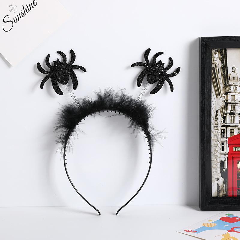 Halloween Devil Horns & Bat Headband with Feathers - Party Decoration