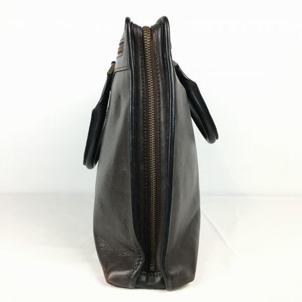 TAKEO KIKUCHI All Leather Briefcase Business Bag Dark Brown with Divider(USED)