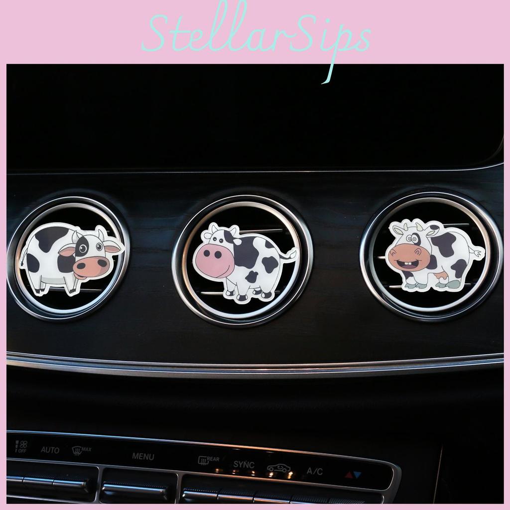 Adorable Acrylic Cartoon Cow Car Air Freshener Clip Decor Cow Car Aromatherapy