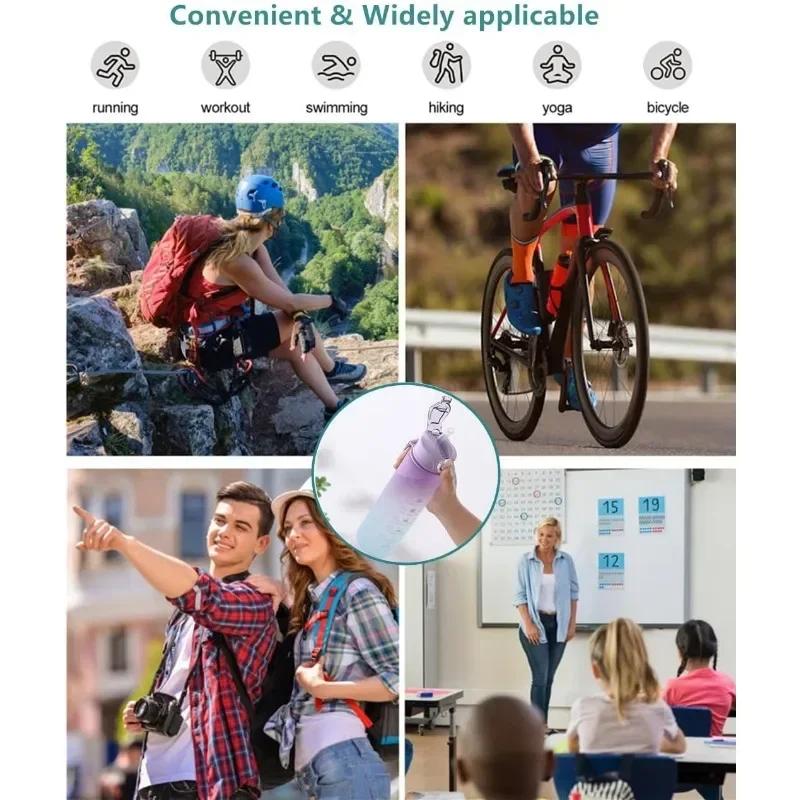 900ML BPA Free Sports Water Bottle with Time Marker Leak-proof Design for Outdoor Activities Gym Running and Daily Hydration