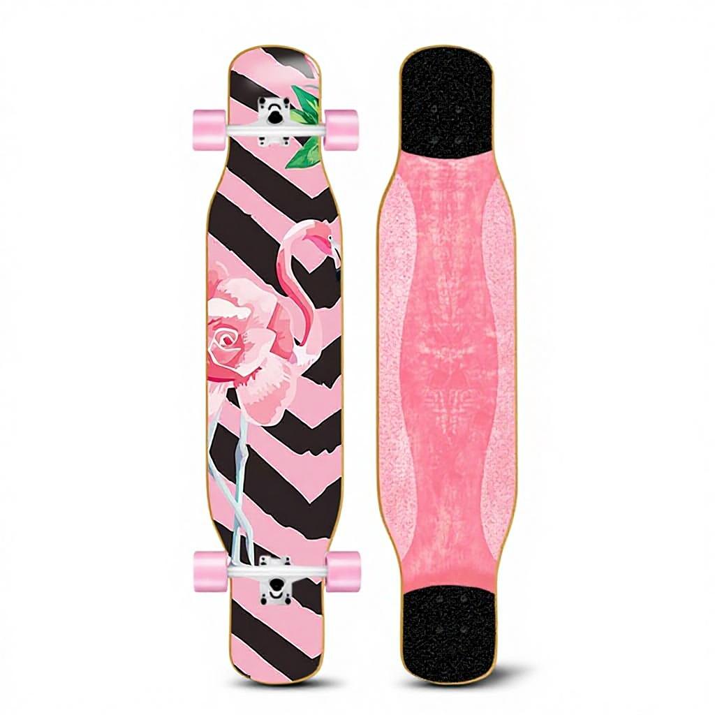 46IN Big Longboard Skateboard Boys Girls Beginners Adults Four-Wheel Street-Style Professional Double Rocker Maple Wood Dyed