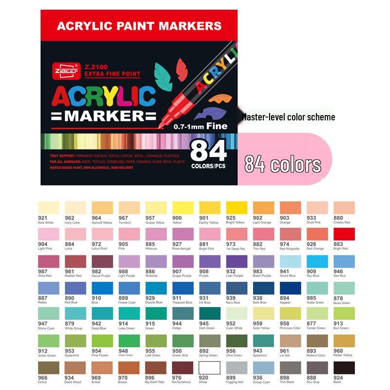 Guangna 2100 Fine Tip Acrylic Marker Set - 120/240 Colors, Press-Type, Water-Based for Students